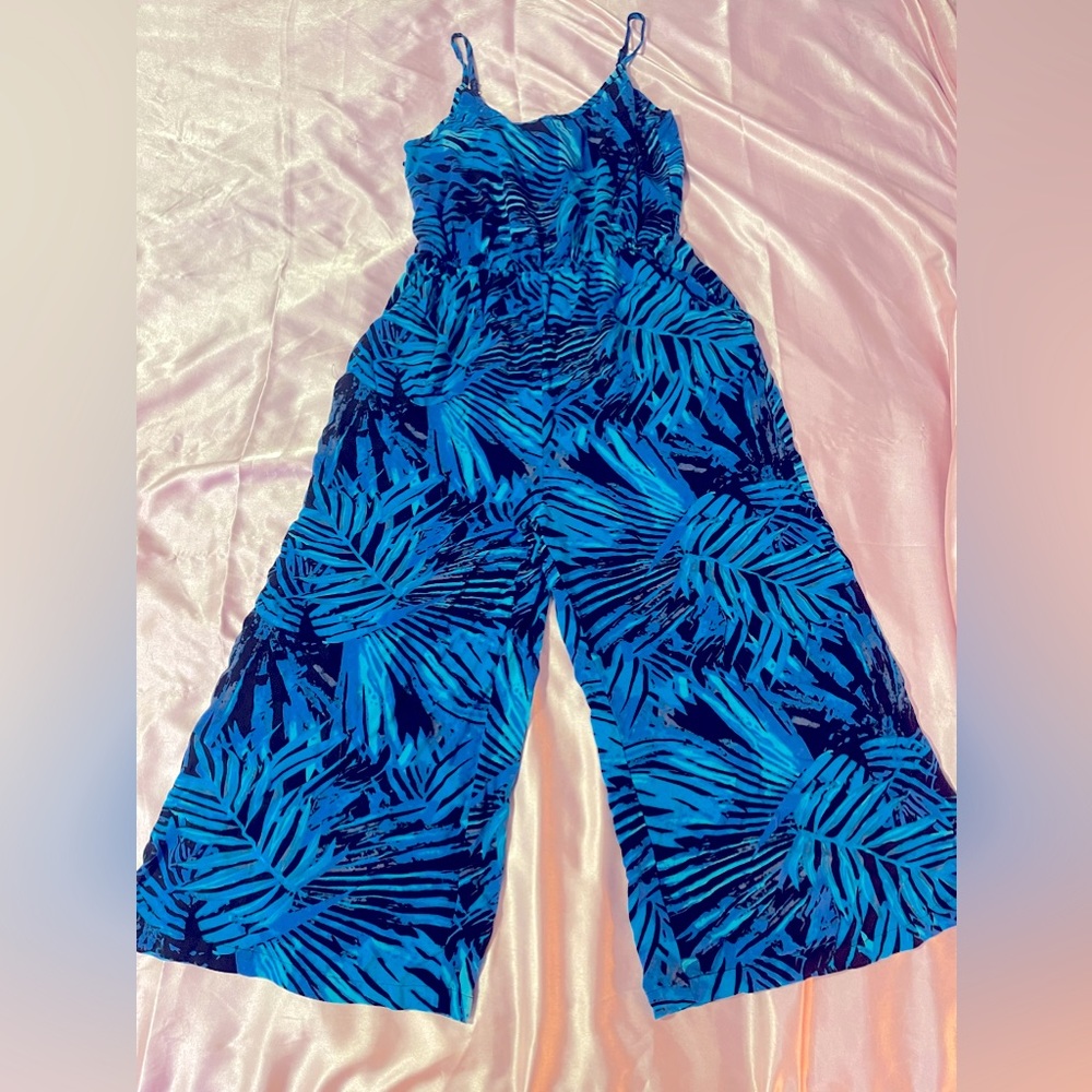 Primark Womens Blue Floral Jumpsuit